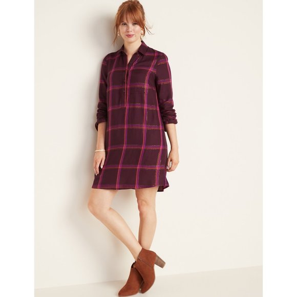 burgundy plaid shirt dress We're Better Together Burgundy Red Plaid Babydoll Dress – Shop the Mint main image 1